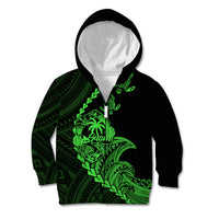 Personalised Guam Kid Hoodie Tribal Turtles Curves Style - Green - Wonder Print Shop