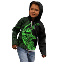Personalised Guam Kid Hoodie Tribal Turtles Curves Style - Green - Wonder Print Shop