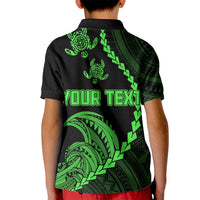 Custom Guam Polo Shirt for Kid Tribal Turtles Curves Style Green - Wonder Print Shop