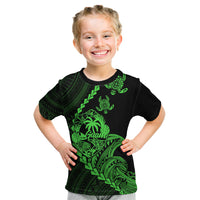 Personalised Guam Kid T Shirt Tribal Turtles Curves Style - Green - Wonder Print Shop