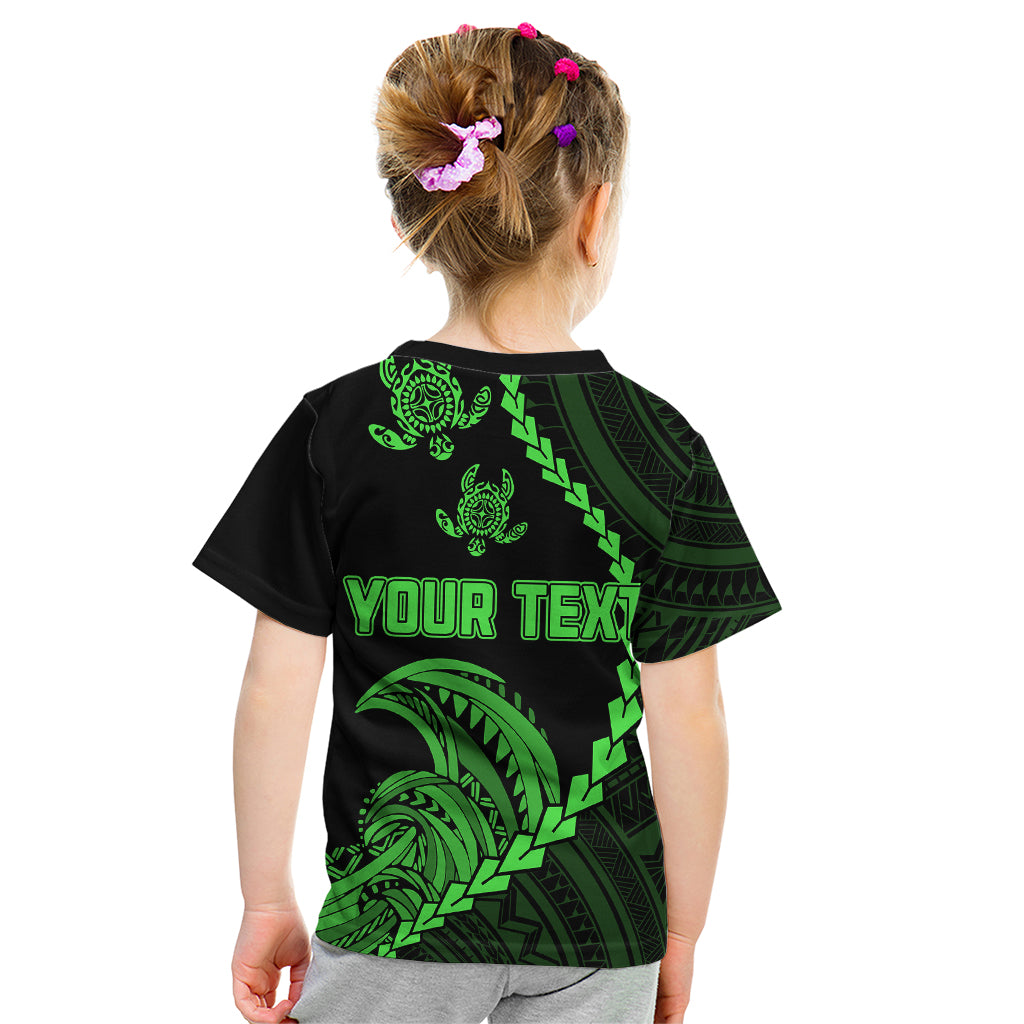 Personalised Guam Kid T Shirt Tribal Turtles Curves Style - Green - Wonder Print Shop