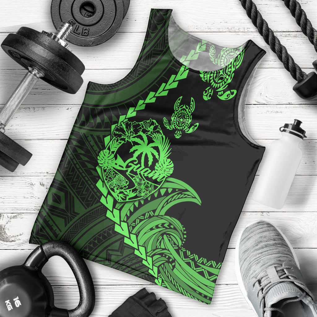 personalised-guam-men-tank-top-tribal-turtles-curves-style-green