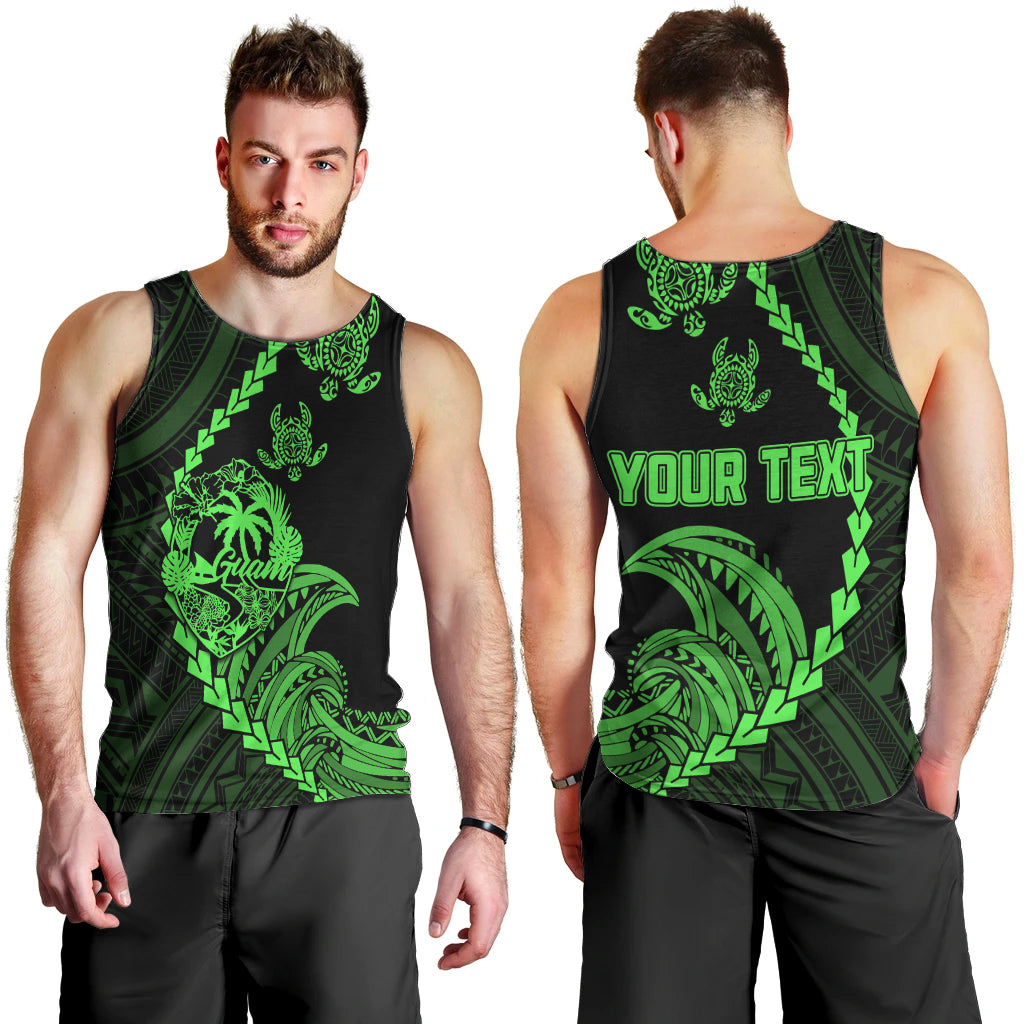 personalised-guam-men-tank-top-tribal-turtles-curves-style-green