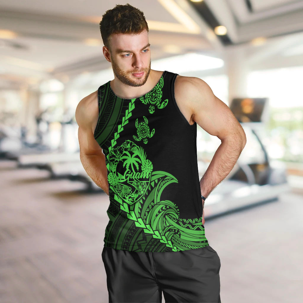 personalised-guam-men-tank-top-tribal-turtles-curves-style-green