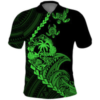 Custom Guam Polo Shirt Tribal Turtles Curves Style Green - Wonder Print Shop