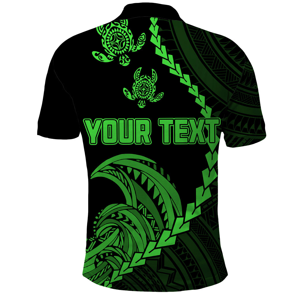 Custom Guam Polo Shirt Tribal Turtles Curves Style Green - Wonder Print Shop