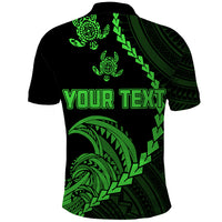 Custom Guam Polo Shirt Tribal Turtles Curves Style Green - Wonder Print Shop