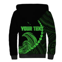 Personalised Guam Sherpa Hoodie Tribal Turtles Curves Style - Green - Wonder Print Shop