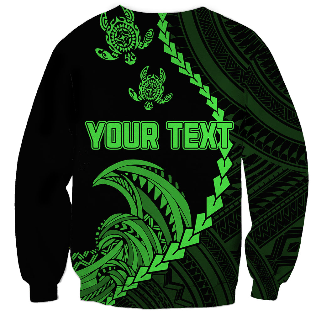 Personalised Guam Sweatshirt Tribal Turtles Curves Style - Green - Wonder Print Shop