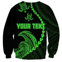 Personalised Guam Sweatshirt Tribal Turtles Curves Style - Green - Wonder Print Shop