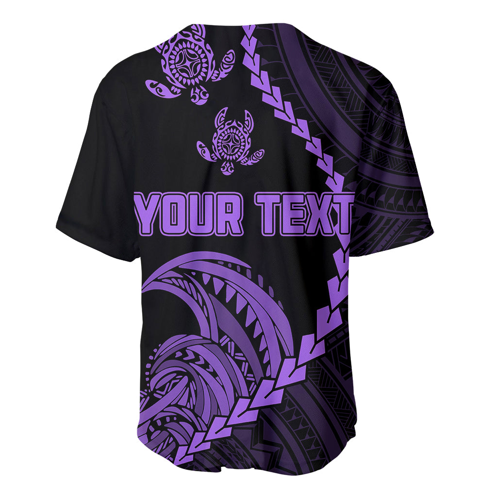 Personalised Guam Baseball Jersey Tribal Turtles Curves Style - Purple LT7 - Wonder Print Shop