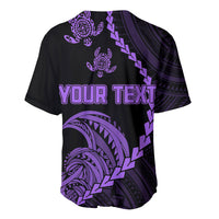 Personalised Guam Baseball Jersey Tribal Turtles Curves Style - Purple LT7 - Wonder Print Shop