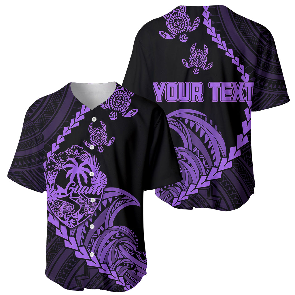 Personalised Guam Baseball Jersey Tribal Turtles Curves Style - Purple LT7 - Wonder Print Shop