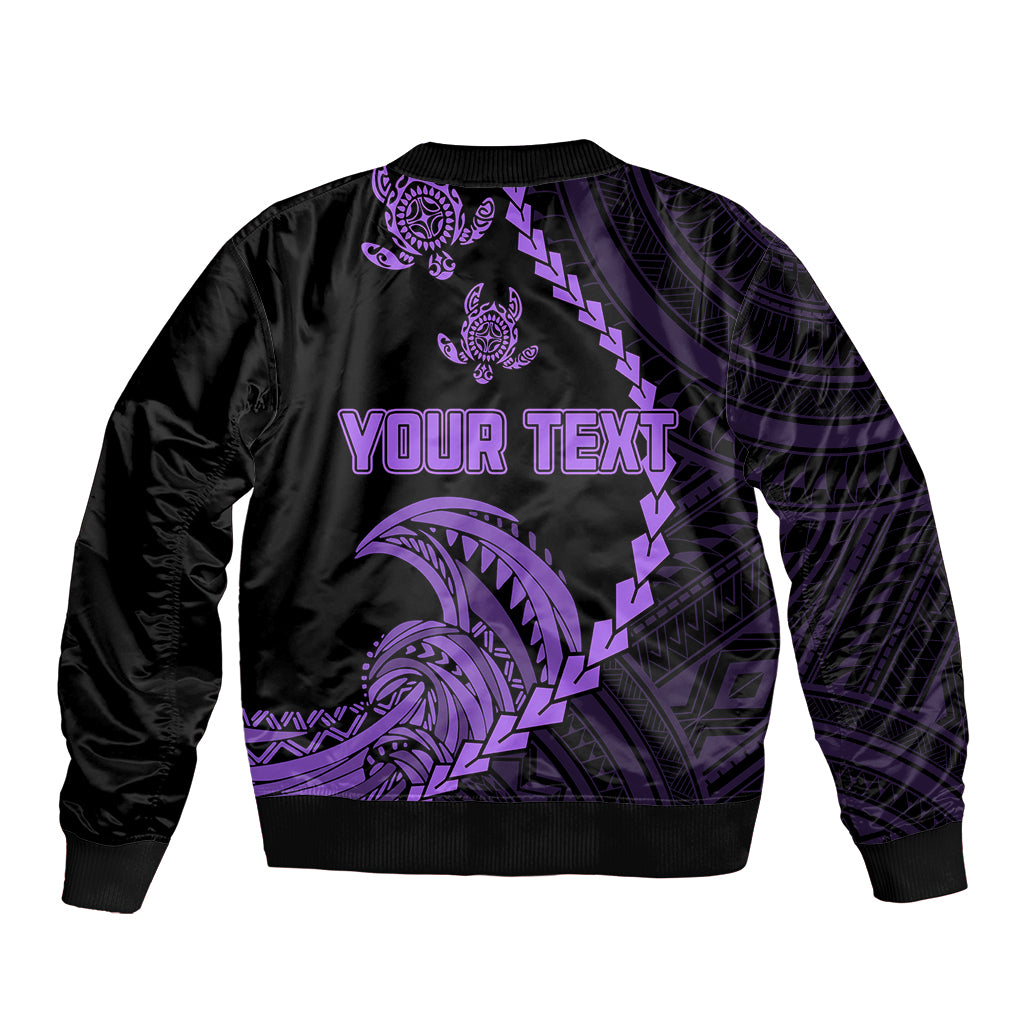 Personalised Guam Bomber Jacket Tribal Turtles Curves Style - Purple LT7 - Wonder Print Shop