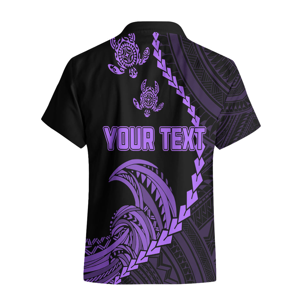 Personalised Guam Hawaiian Shirt Tribal Turtles Curves Style - Purple - Wonder Print Shop