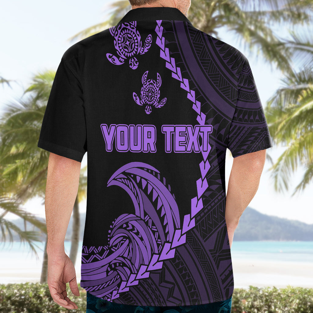 Personalised Guam Hawaiian Shirt Tribal Turtles Curves Style - Purple - Wonder Print Shop