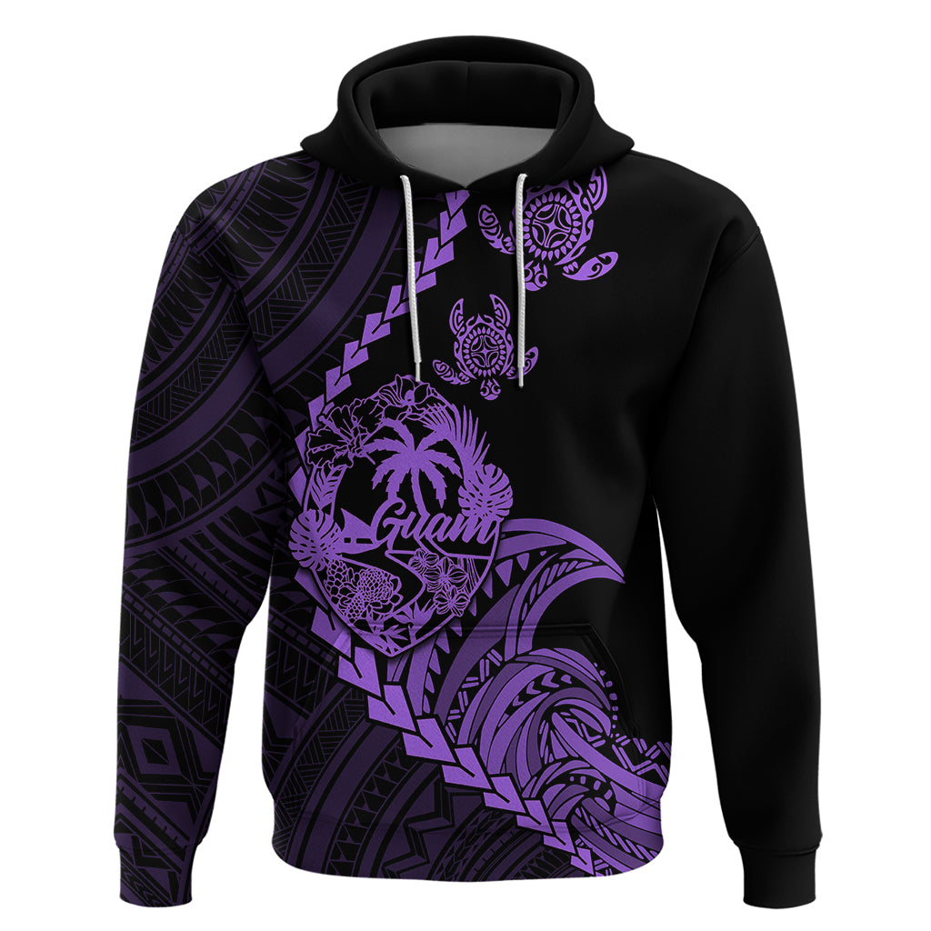 Custom Guam Hoodie Tribal Turtles Curves Style - Purple - Wonder Print Shop
