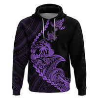 Custom Guam Hoodie Tribal Turtles Curves Style - Purple - Wonder Print Shop