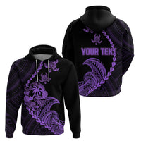 Custom Guam Hoodie Tribal Turtles Curves Style - Purple - Wonder Print Shop