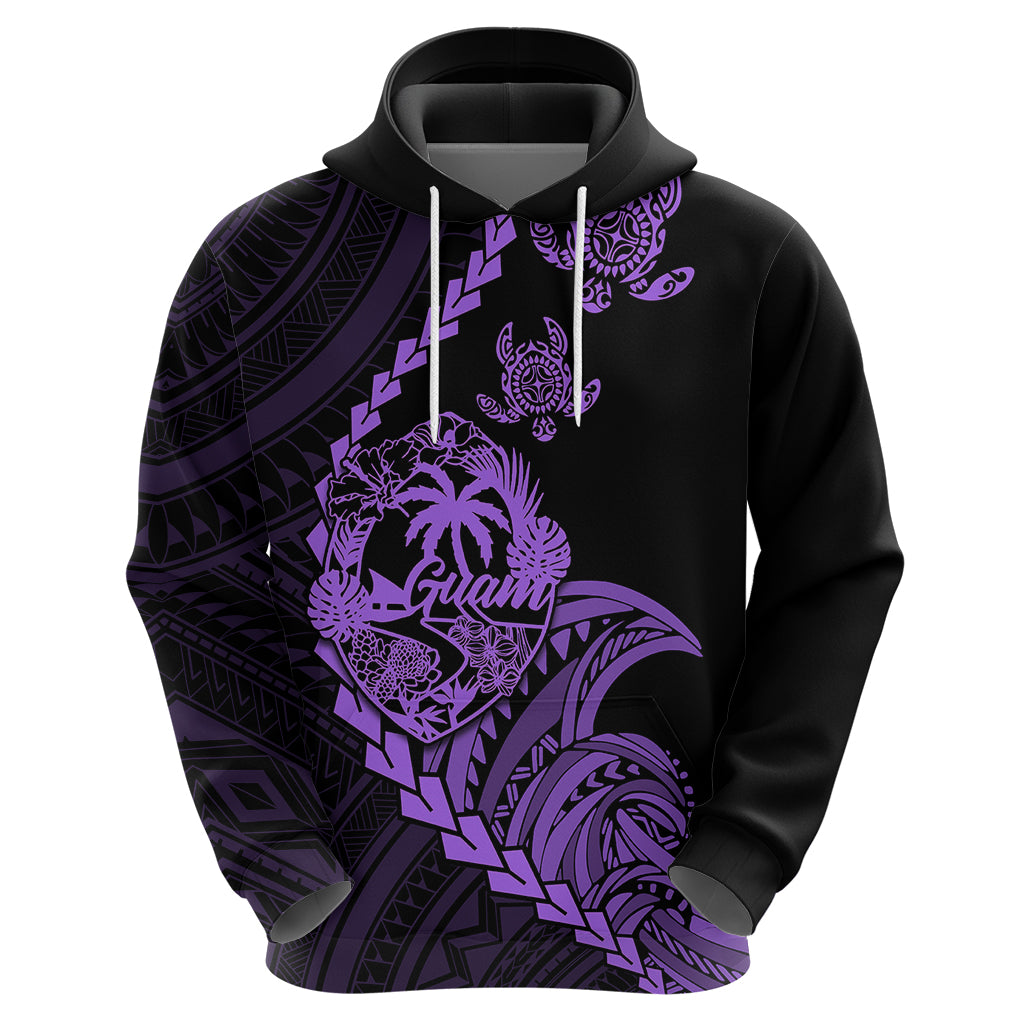 Custom Guam Hoodie Tribal Turtles Curves Style - Purple - Wonder Print Shop