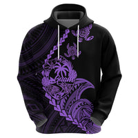 Custom Guam Hoodie Tribal Turtles Curves Style - Purple - Wonder Print Shop