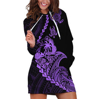 Personalised Guam Hoodie Dress Tribal Turtles Curves Style - Purple - Wonder Print Shop