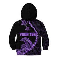 Personalised Guam Kid Hoodie Tribal Turtles Curves Style - Purple - Wonder Print Shop