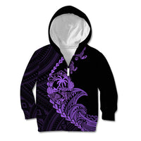 Personalised Guam Kid Hoodie Tribal Turtles Curves Style - Purple - Wonder Print Shop
