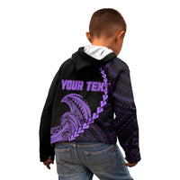 Personalised Guam Kid Hoodie Tribal Turtles Curves Style - Purple - Wonder Print Shop