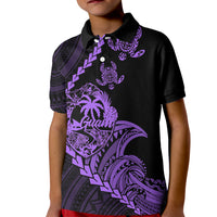 Custom Guam Polo Shirt for Kid Tribal Turtles Curves Style Purple - Wonder Print Shop