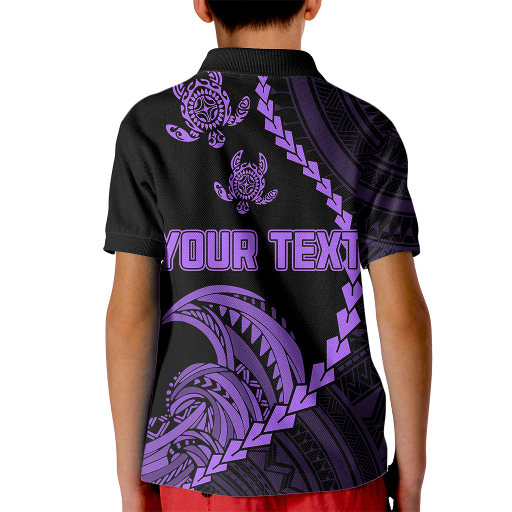 Custom Guam Polo Shirt for Kid Tribal Turtles Curves Style Purple - Wonder Print Shop