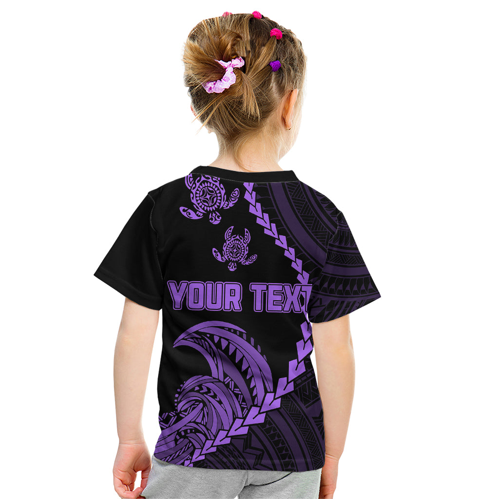 Personalised Guam Kid T Shirt Tribal Turtles Curves Style - Purple - Wonder Print Shop