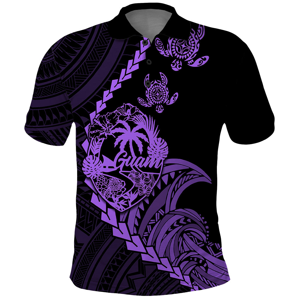 Custom Guam Polo Shirt Tribal Turtles Curves Style Purple - Wonder Print Shop