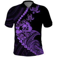 Custom Guam Polo Shirt Tribal Turtles Curves Style Purple - Wonder Print Shop
