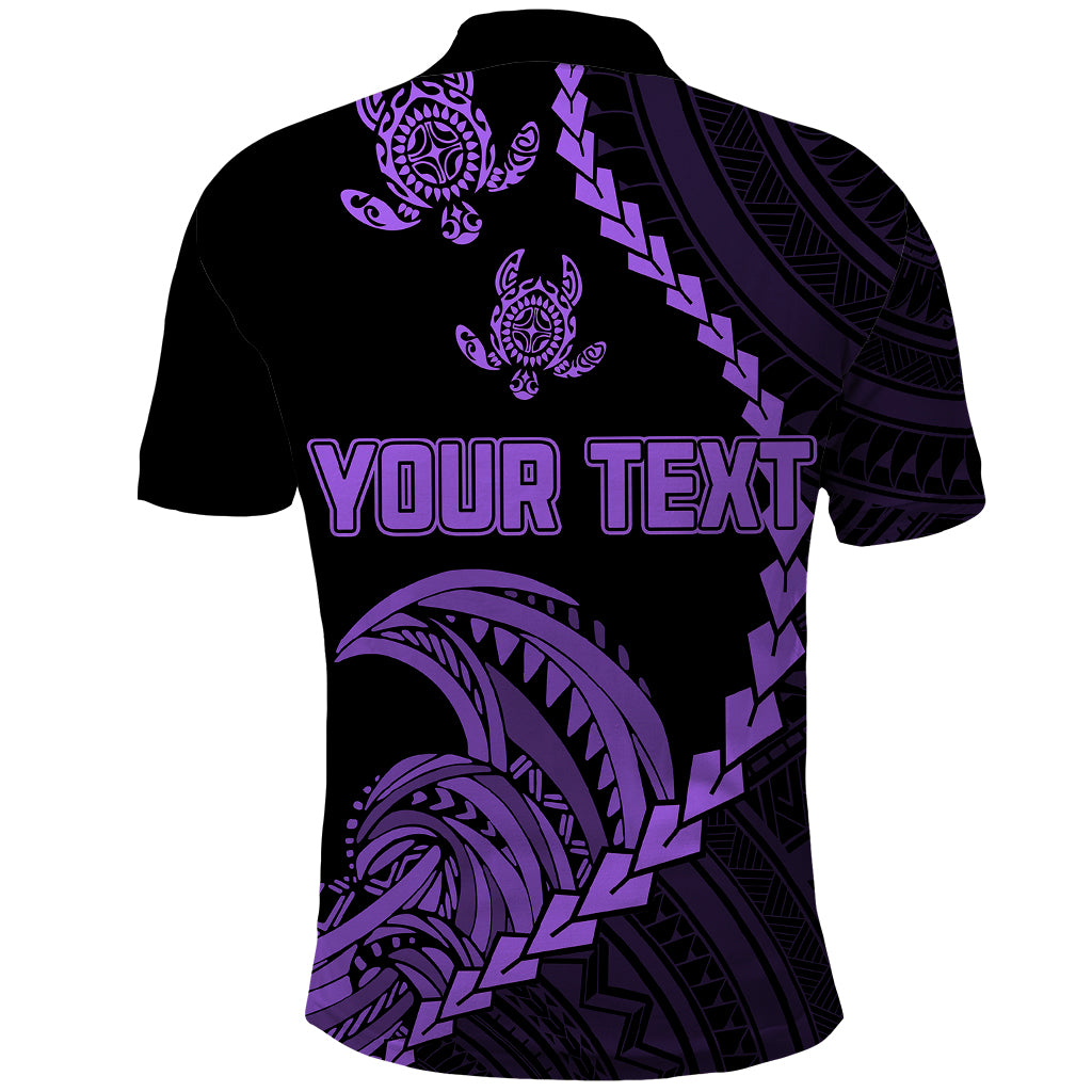 Custom Guam Polo Shirt Tribal Turtles Curves Style Purple - Wonder Print Shop