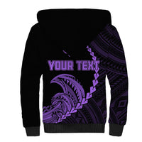Personalised Guam Sherpa Hoodie Tribal Turtles Curves Style - Purple - Wonder Print Shop