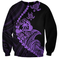 Personalised Guam Sweatshirt Tribal Turtles Curves Style - Purple - Wonder Print Shop