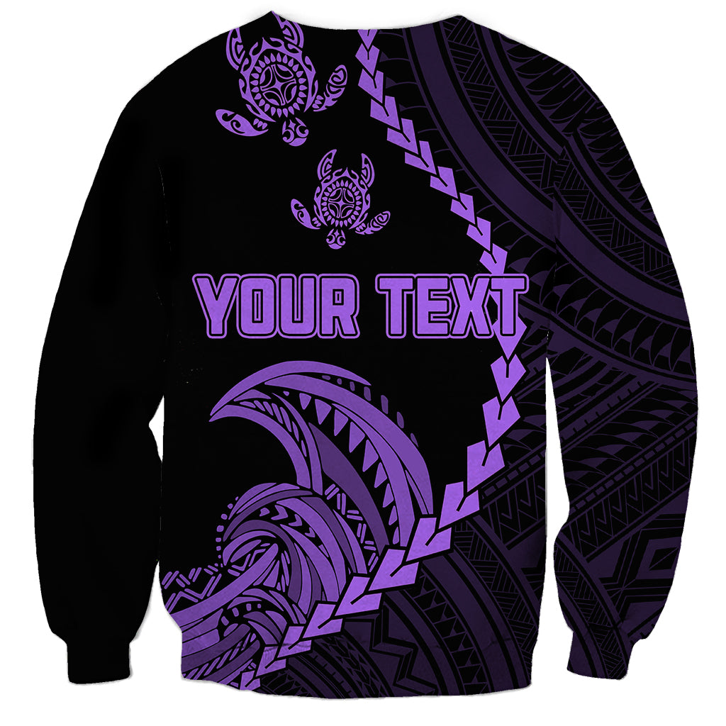 Personalised Guam Sweatshirt Tribal Turtles Curves Style - Purple - Wonder Print Shop