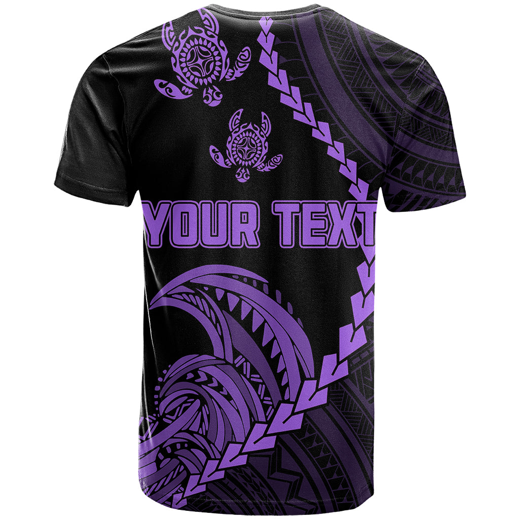 Personalised Guam T Shirt Tribal Turtles Curves Style - Purple - Wonder Print Shop