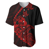 Personalised Guam Baseball Jersey Tribal Turtles Curves Style - Red LT7 - Wonder Print Shop