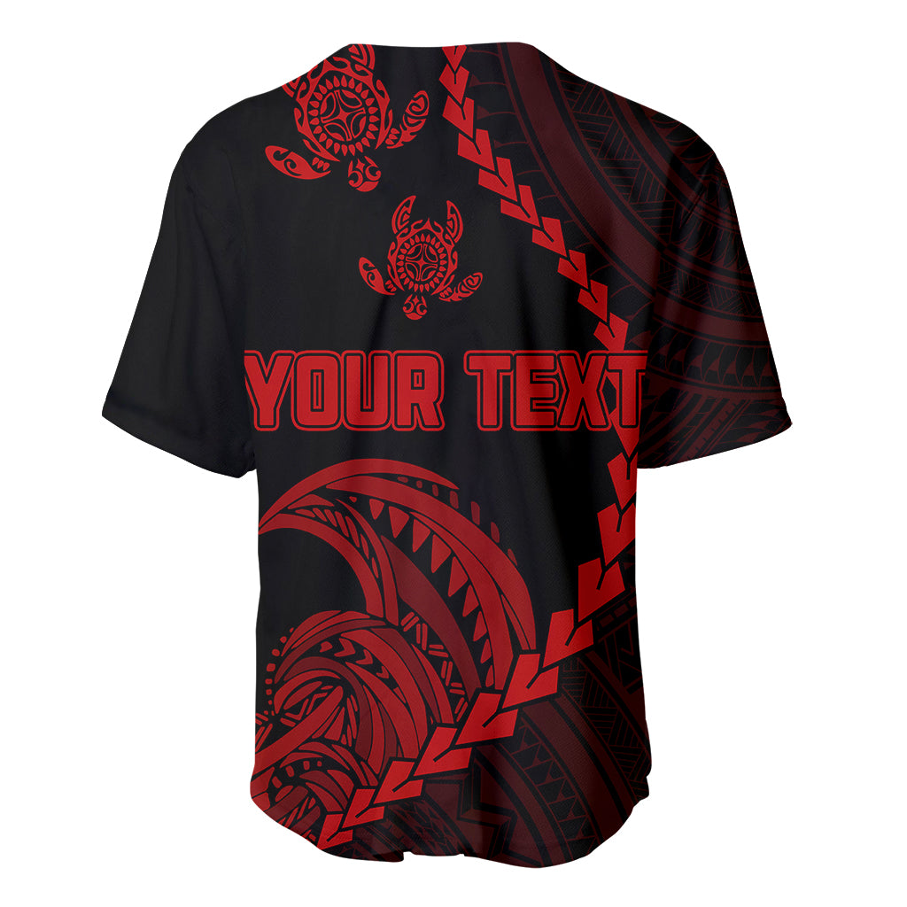 Personalised Guam Baseball Jersey Tribal Turtles Curves Style - Red LT7 - Wonder Print Shop