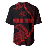 Personalised Guam Baseball Jersey Tribal Turtles Curves Style - Red LT7 - Wonder Print Shop