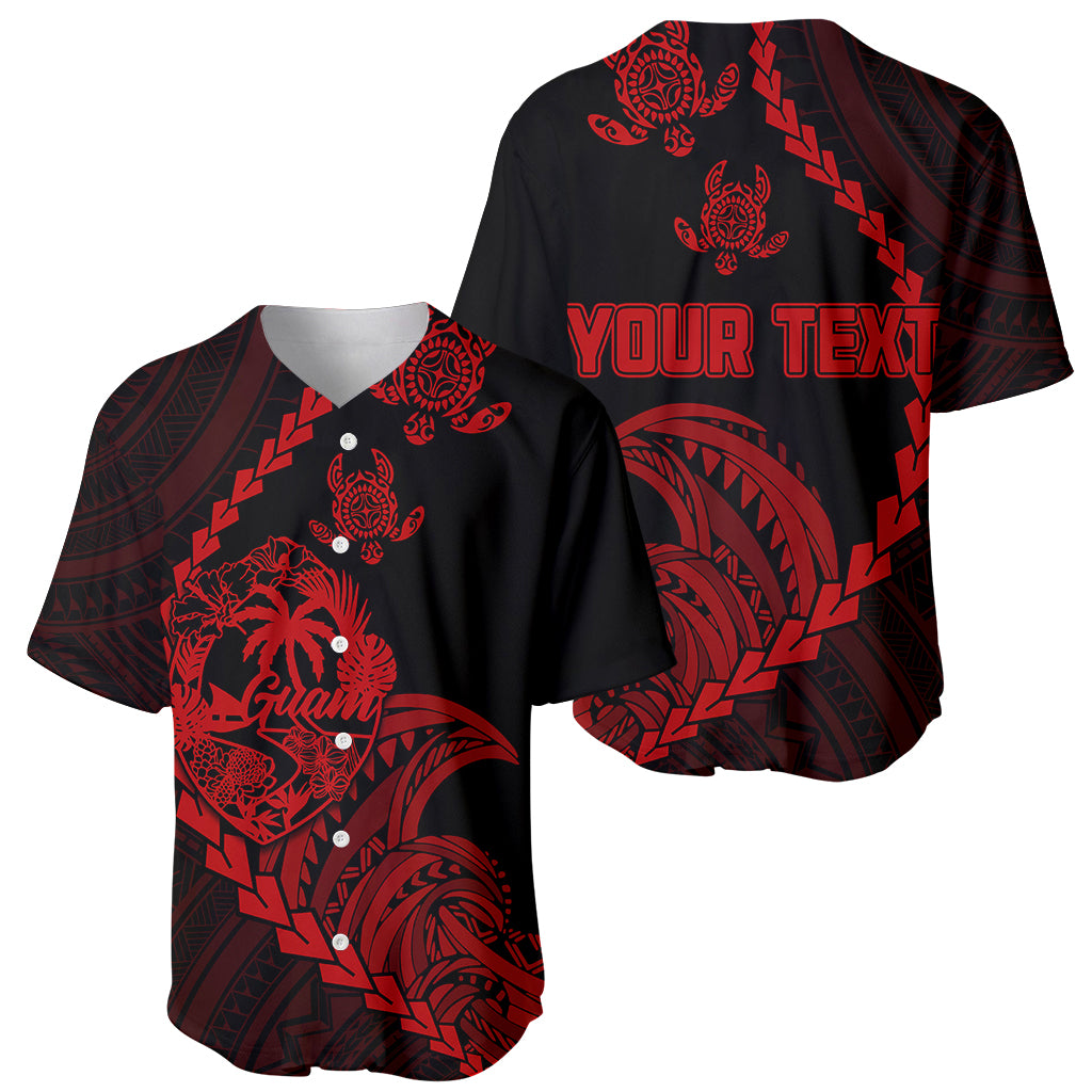 Personalised Guam Baseball Jersey Tribal Turtles Curves Style - Red LT7 - Wonder Print Shop