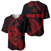 Personalised Guam Baseball Jersey Tribal Turtles Curves Style - Red LT7 - Wonder Print Shop