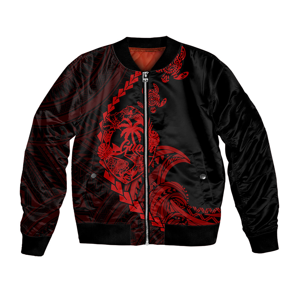 Personalised Guam Bomber Jacket Tribal Turtles Curves Style - Red LT7 - Wonder Print Shop