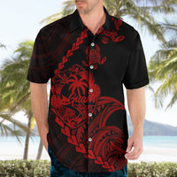 Personalised Guam Hawaiian Shirt Tribal Turtles Curves Style - Red - Wonder Print Shop