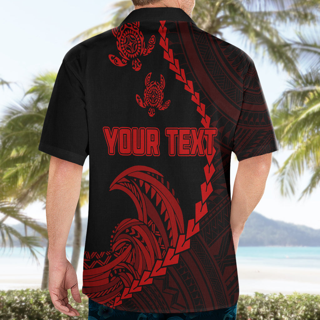 Personalised Guam Hawaiian Shirt Tribal Turtles Curves Style - Red - Wonder Print Shop