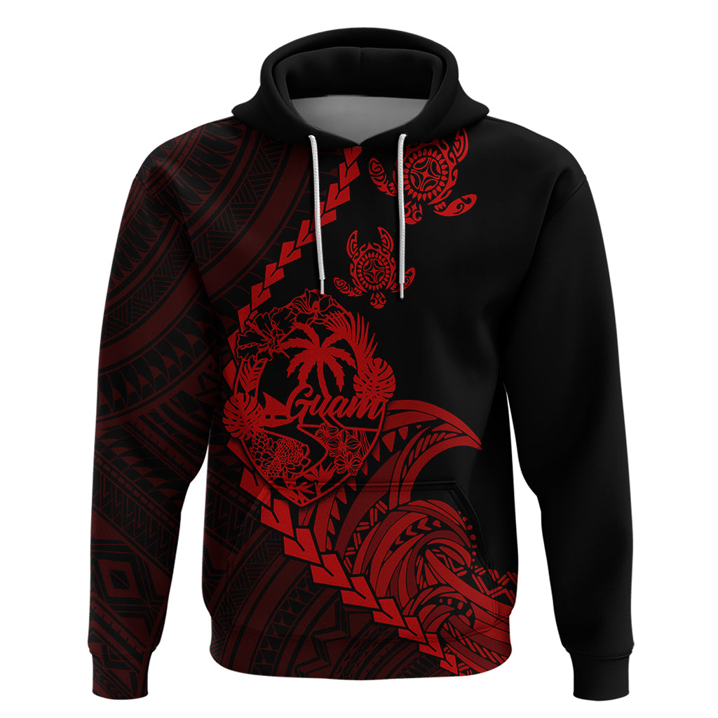 Custom Guam Hoodie Tribal Turtles Curves Style - Red - Wonder Print Shop