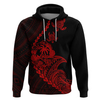 Custom Guam Hoodie Tribal Turtles Curves Style - Red - Wonder Print Shop