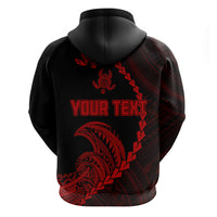 Custom Guam Hoodie Tribal Turtles Curves Style - Red - Wonder Print Shop